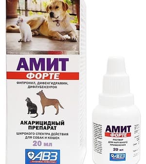 Акарицидный раствор Амит Форте для обработки собак от демодекоза